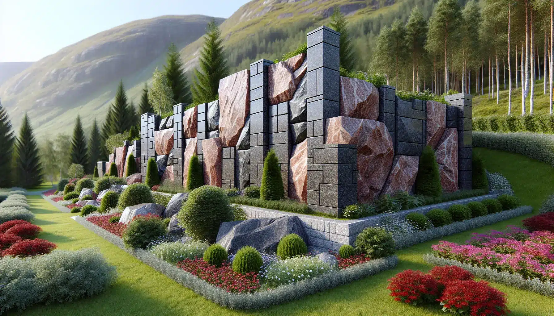 St&oslash;ttemurer i granitt &ndash; b&aring;de praktisk og dekorativt for hage og uteomr&aring;de &ndash; illustrasjon 1