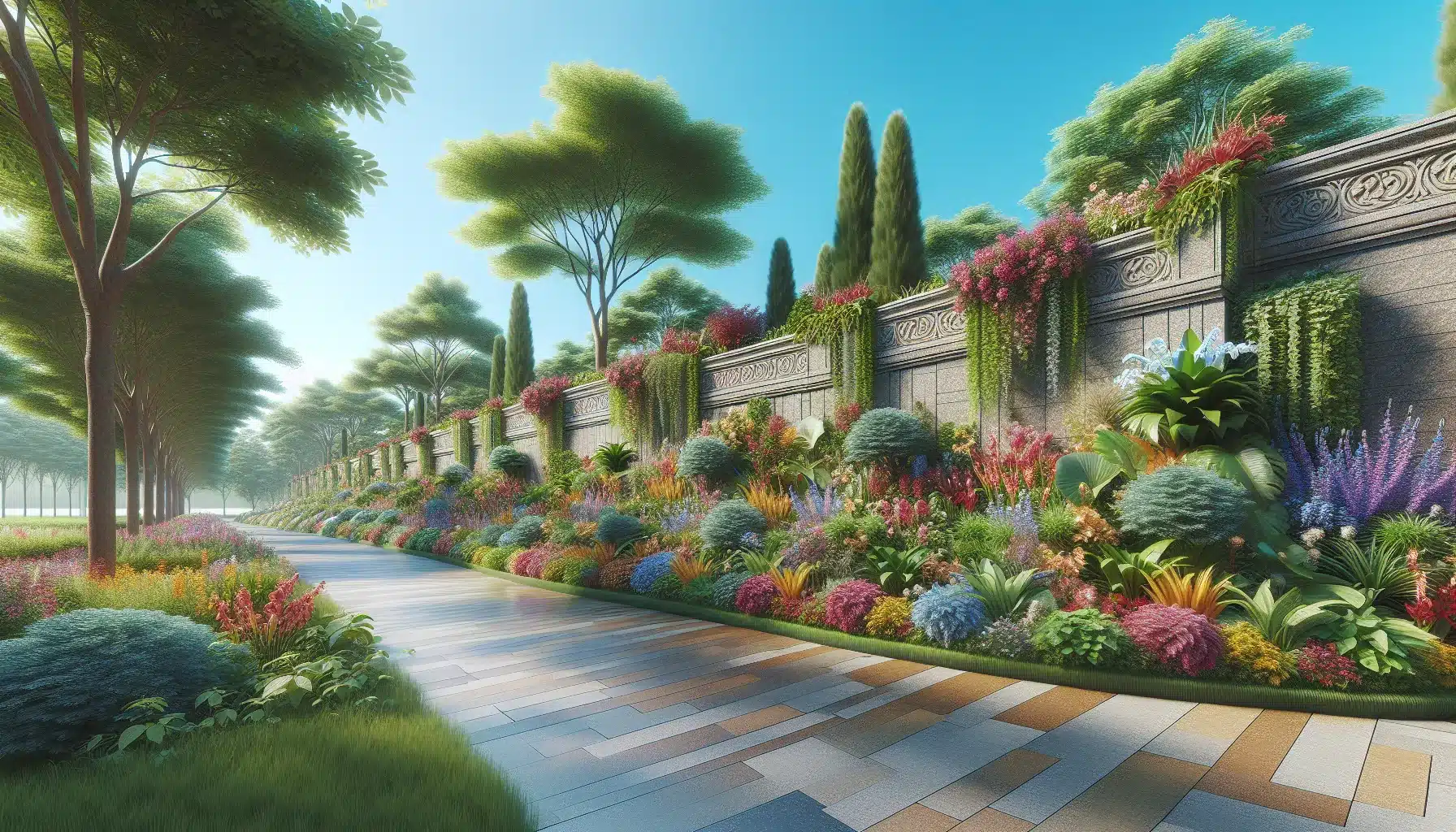 St&oslash;ttemurer i granitt &ndash; b&aring;de praktisk og dekorativt for hage og uteomr&aring;de &ndash; illustrasjon 2