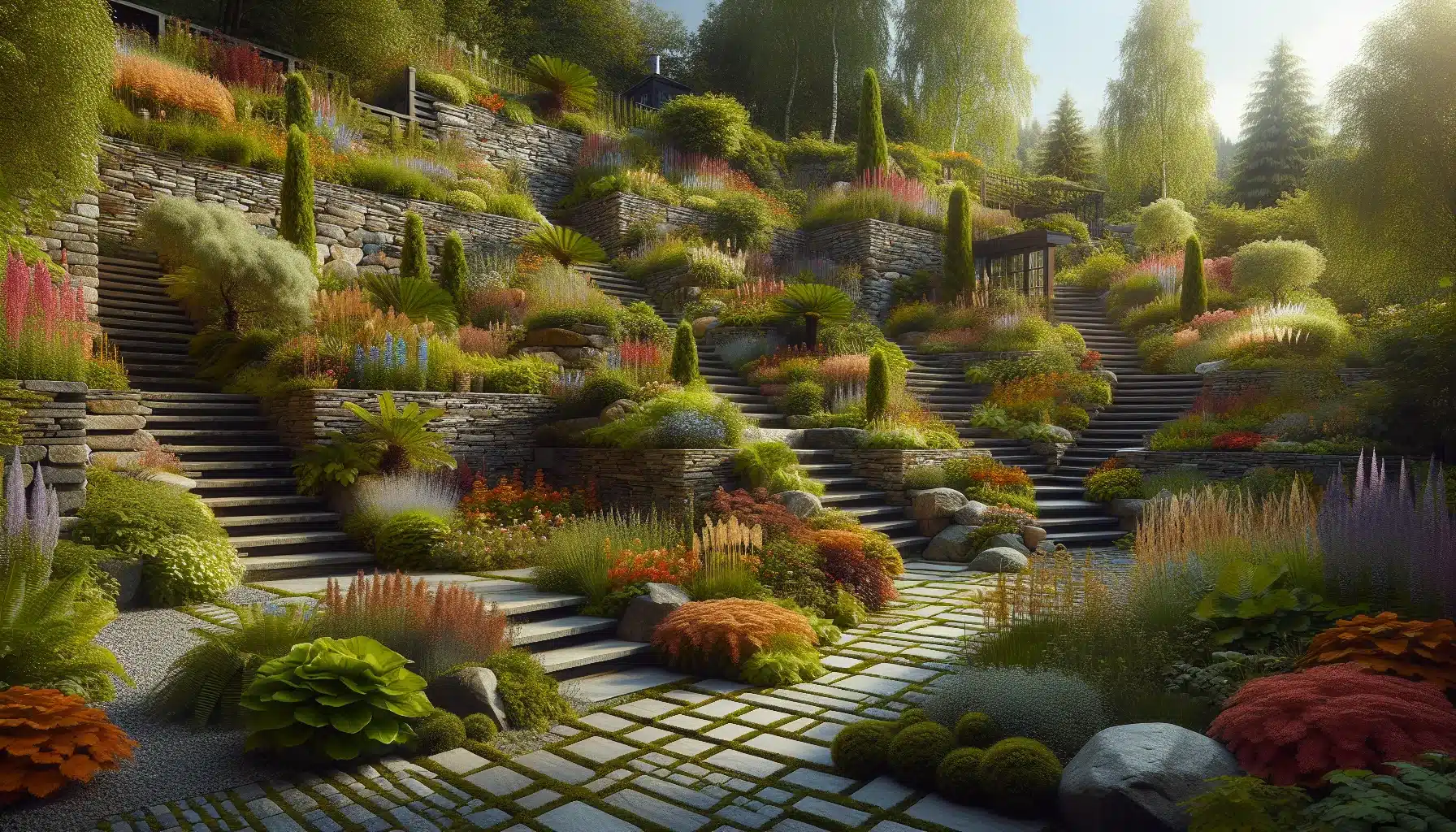 Hvordan bruke stein for &aring; skape niv&aring;forskjeller i hagen: guide til murer, trapper og terrasser &ndash; illustrasjon 2