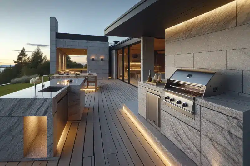 Hvordan skape et moderne utekjøkken med stein: design og funksjonalitet